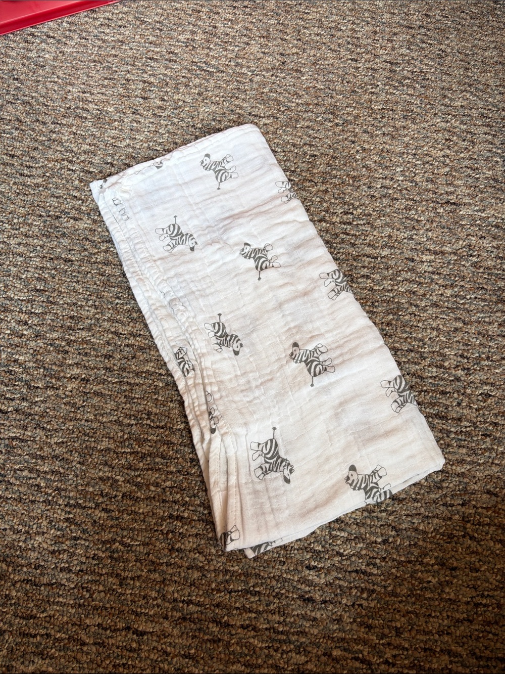 Kids White Zebra-Print Muslin Bottoms